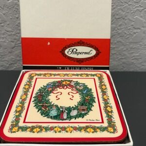 Pimpernel 12 Days of Christmas De Luxe Finish Coaster Set of 6 with Box - MINT!